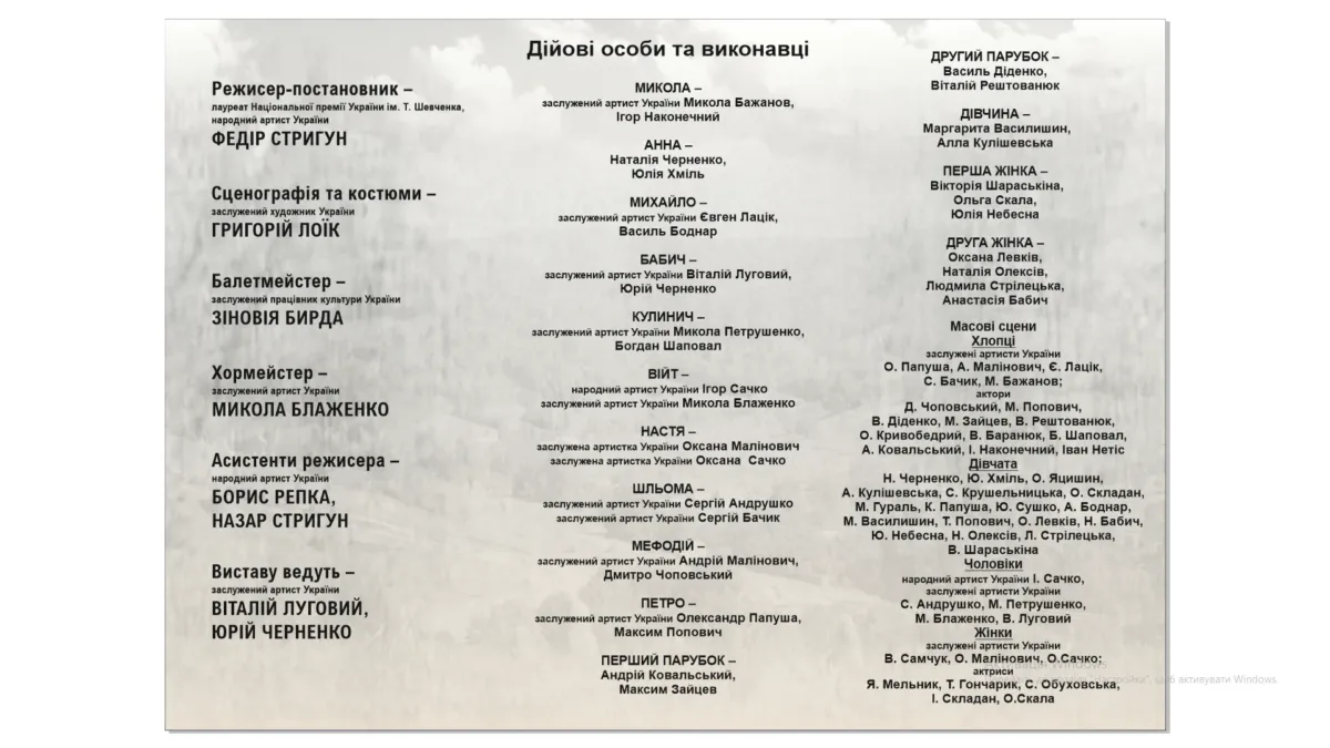 «Украдене щастя» Тернопіль 2026