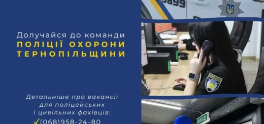 вакансії поліції охорони Тернопільщини